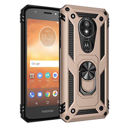 Teléfonos Celulares, Wireless COGOTO Funda Moto E5 Play Case Protector Material Militar Suave TPU + PC Protección de Cuero Doble Cover de Metal magnético para Coche Soporte girada 360...