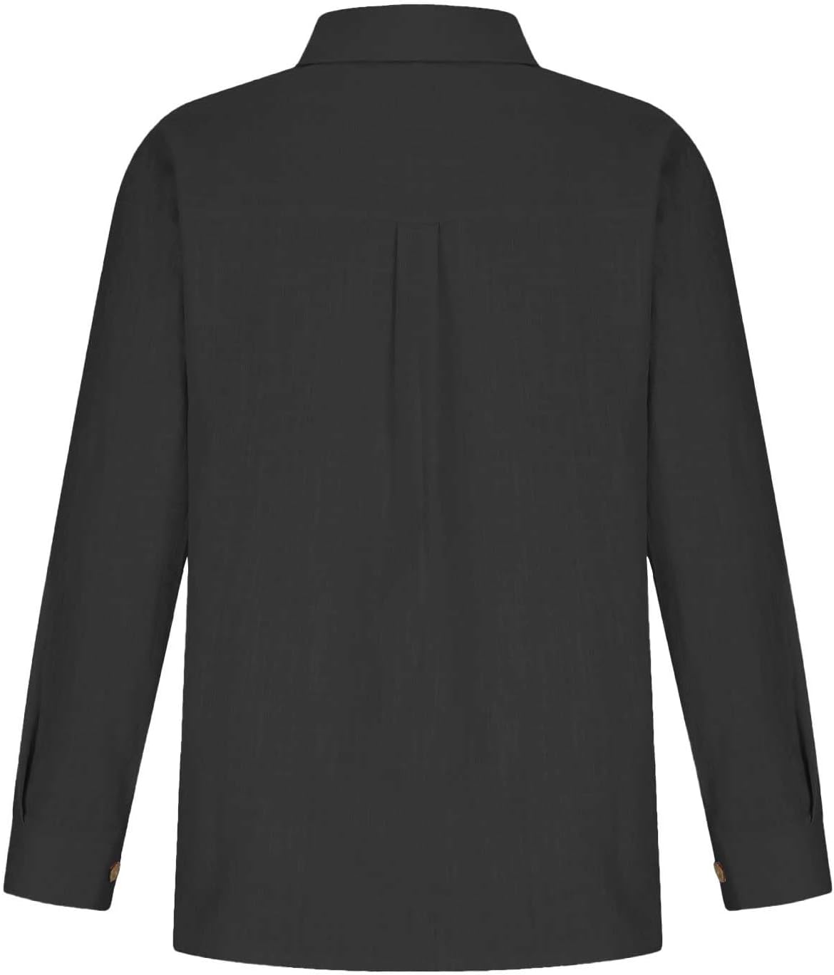 Womens Summer Linen Shirts Casual Button Down Trendy Long Sleeve Cotton Top Blouse Shirt with Pocket