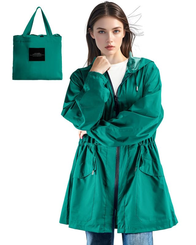 LAMA Regenmantel Damen Wasserdicht Regenponcho Regenjacke Ul