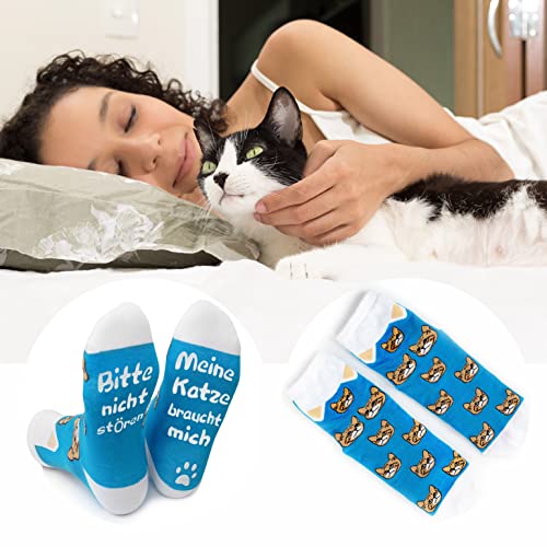 ANOTION Lustige Socken Für Tierliebhaber, Valentinstag Geburtstag Geschenk Originelle Geschenke Für Katzenliebhaber Frauen, Baumwollsocken, Rutschfeste Sock, Cat Socken Für Damen Und Herren