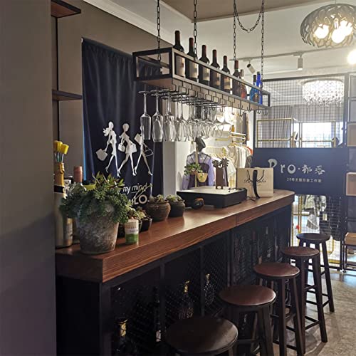Étagère flottante et support de verre à vin de plafond noir