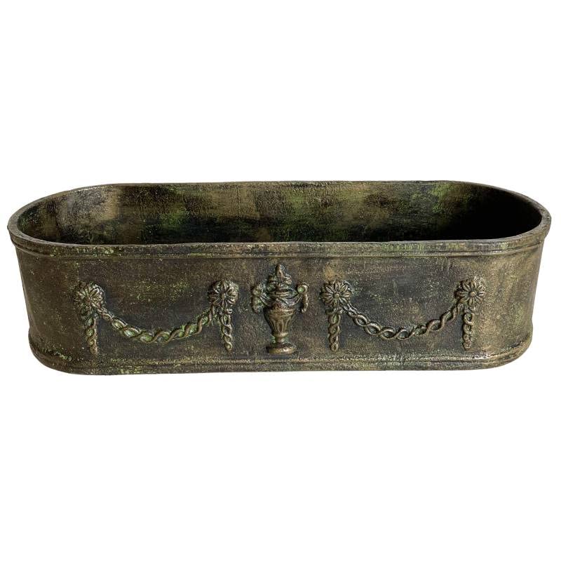 Jardinière de Balcon ou Fenêtre Balconnière Vasque Longue Bac en Fonte Vert Anglais 15x21x60cm