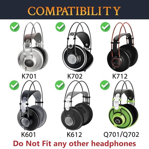 SOULWIT Cooling Gel Professional Repuesto Almohadillas para Auriculares AKG K701, K702, Q701, Q702, K601, K612, K712, Almohadillas con Tela Ice Silk, Espuma de Alta Densidad - Negro miniatura 2