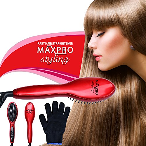 Hair Straightener Brush Straightening-Iron by Maxpro