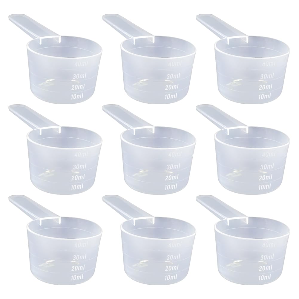 Hugede Transparent 10 Pcs Clear Plastic Measuring Spoons Long Handle Scoops Tablespoon Measuring Scoops Powder Measure Scoops Loose Tea Coffee Spoons With Graduated For Kitchen 40Ml