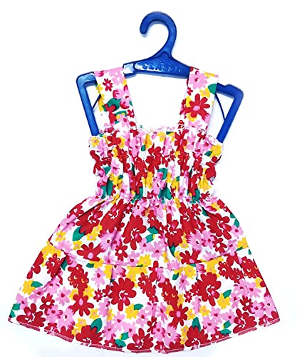 Image of Baby Girl's Fancy Printed Jhabla Knee-Length Frock 100% Cotton (4 pcs Set)