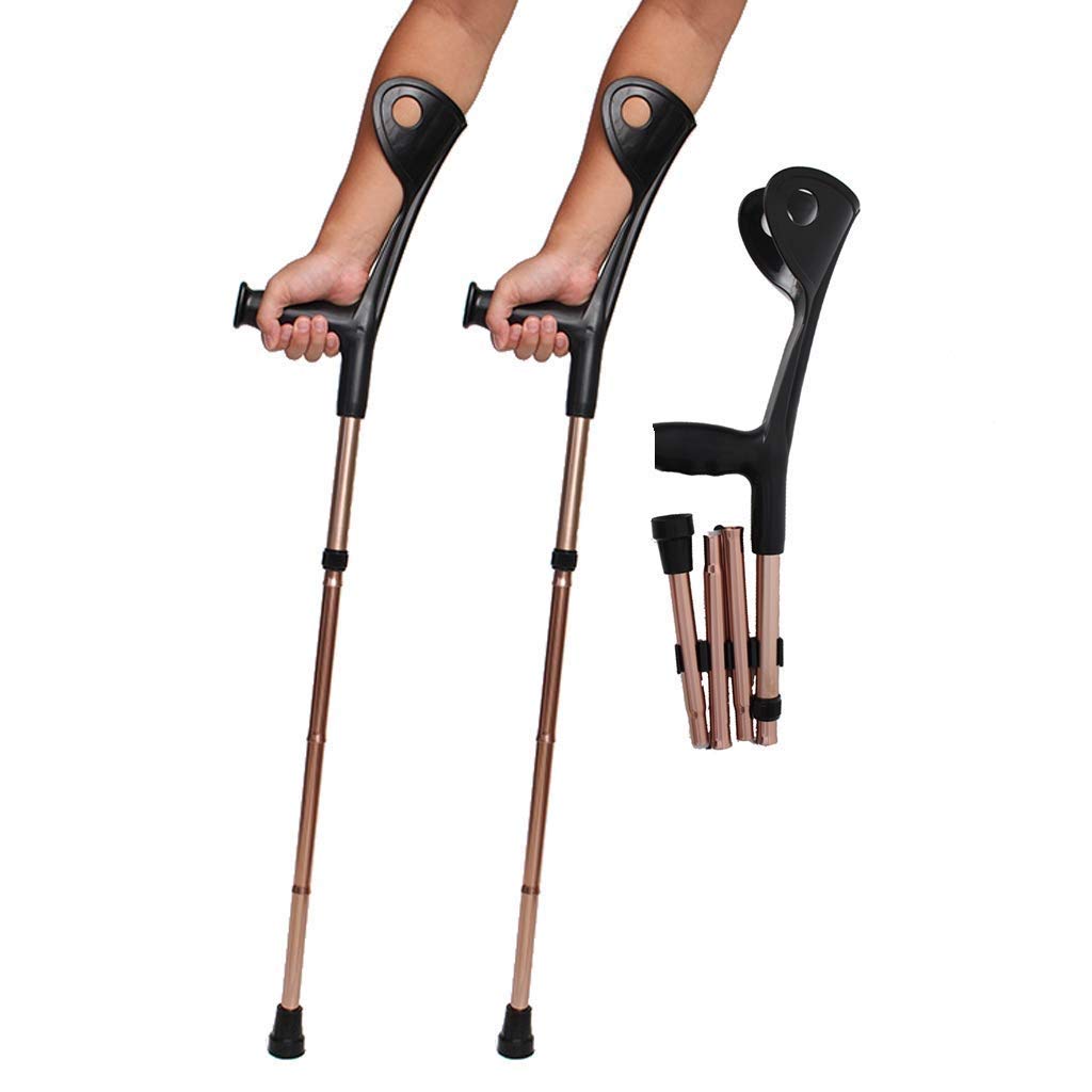 Muletilla Plegable Codo con Cómoda Manija Aleación De Aluminio Cuatro Pliegues Codo Antebrazo Muleta Codo Muletas Plegable Ultraligero Aluminio Asistencia Alto Ajustable (Size : 2 pcs)