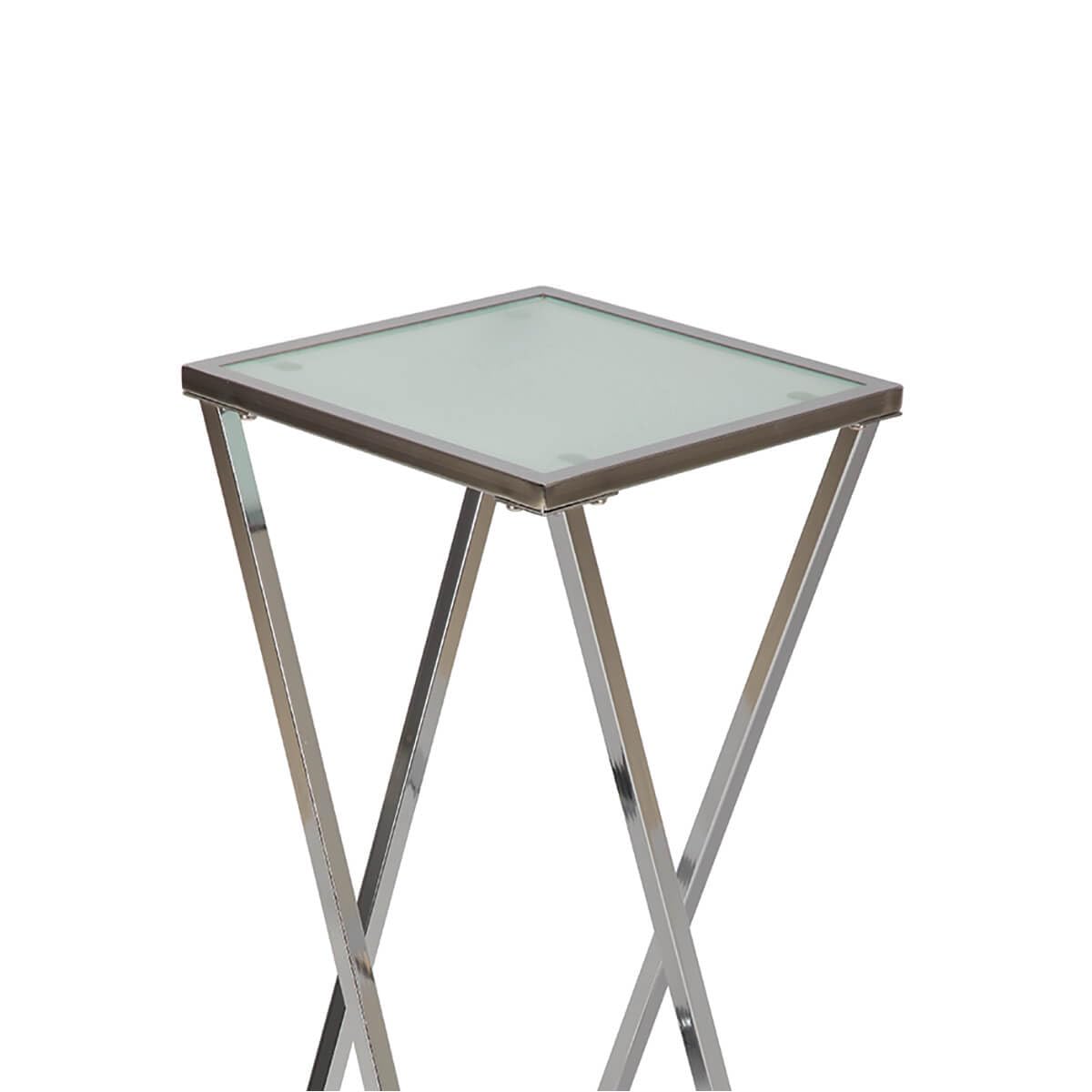 AltoBuy Shane - Sellette H75 cm en Acier Chromé et Plateau en Verre
