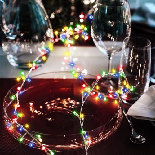 Image of BSGlobal 2 Pack Total 20Ft 400 LED Christmas Fairy Lights Battery Operated | Cluster String Lights with Timer 8 Modes Firecracker Twinkle Light for Garlands Tree Wedding Outdoor Decor (Multicolor)