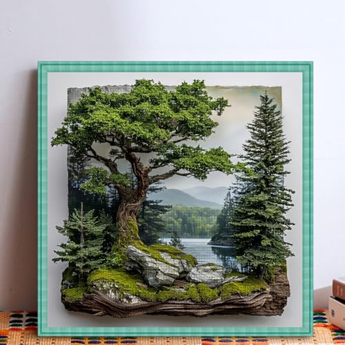 Image of KYOQFVN Landscape Stamped Cross Stitch Kits for Adult Beginners - Scenery Needlepoint Counted Cross Stitch Kits, 11 CT Patterns Counted Cross Stitch Craft Kit for Home Decor14x14 Inch