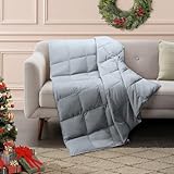 DAICO Lightweight Down Throw Blanket Feather Down Throw for Couch Sofa Soft Packable Down Blanket Throw for Indoor and Outdoor Use 50'x70' Grey Blanket