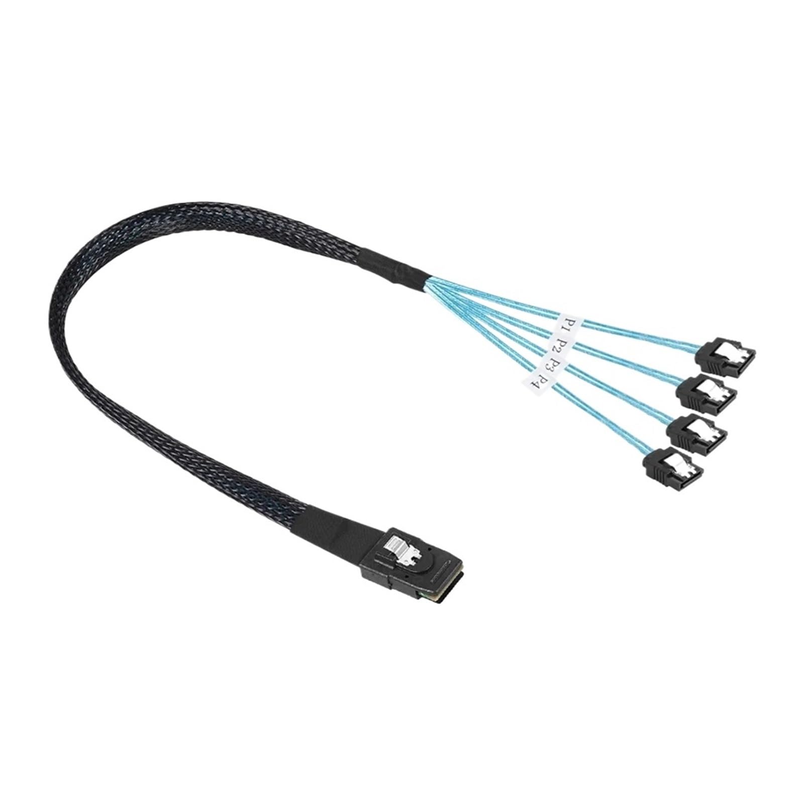 Internes MI NI S*A*S SFF-8087/SFF-8643 SlimSAS SFF8654 Host to Target 4 Festplatten-Motherboard-Server Ra*/ID-Karten-Fanout-Kabel (1 m, 8087 auf 4 SATA)