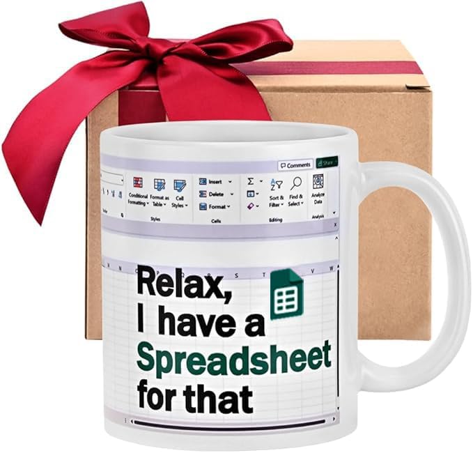 Spreadsheet Coffee Mug,Relax I Have A Spreadsheet for That,Funny Excel Mug Gifts for Boss, Coworker,Women, Men, Accounting Gifts for Birthday Christmas,11Oz, sf, Green