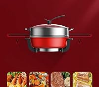 Vista 4 de Sartén eléctrica Shabu Shabu Shabu Olla caliente antiadherente Sartén de cocina de 2 sabores Wok de calor rápido rápido (dividido)