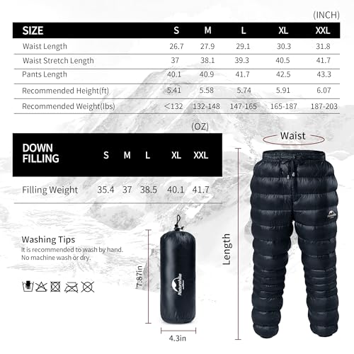 Naturehike Down Pants,Men's Women's Puffy Pants,Winter Warm Outdoor Men Women Ski Snow Pants,Camping Hiking Pants2