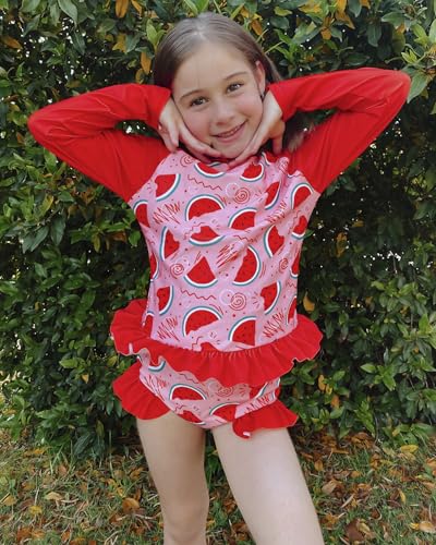 Image of BFUSTYLE Girls Swimsuit 3 Pieces Rash Guard Kids Long Sleeves Bathing Suit 3-8 Years Sun Proction Swimwear Tankini