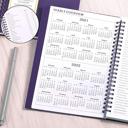 2021 Planner - Weekly & Monthly Planner, Flexible Cover,12 Monthly Tabs, 21 Notes Pages, Twin-Wire Binding with Two-Sided Inner Pocket