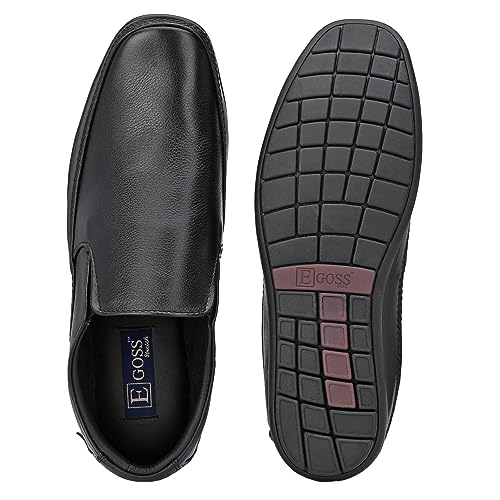 Image of egoss Stretch Genuine Leather Slip-On Shoes for Men | Formal, Office Comfortable, Stylish & Durable Footwear - GS | Pp, 345 PP