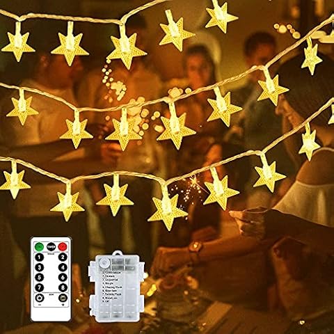 Chipark Star Fairy Lights 10M 100 LED String Lights Battery Powered with Remote 8 Modes Waterproof Decoration Lighting for Christmas Wedding Birthday Holiday Party Indoor Outdoor Warm Cover