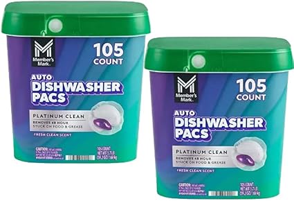 Platinum Clean Dishwasher Pacs, Fresh Clean Scent, 105 Count (105 Count (2 Pack))