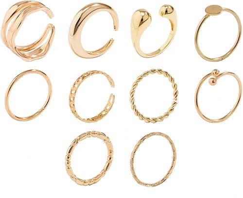 Miniatura 4 de MIFYNN Anillos gruesos de oro para mujer, anillo grueso ajustable de oro y plata, anillo grueso de moda, anillo de cúpula abierta, anillos de plata