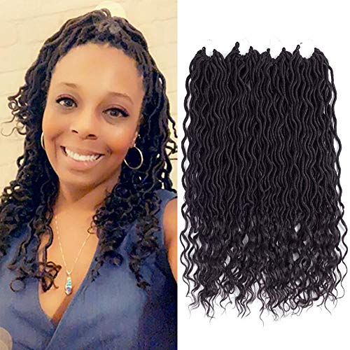 Lihui 6Pcs/Lot Goddess Locs Crochet Hair Wavy Goddess Locs with Curly Ends Synthetic Braiding Hair Extension (14”,#2 Color)