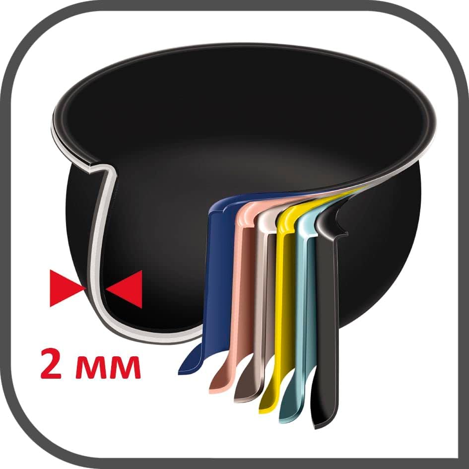 Secció transversal view of the Tefal rice cooker inner pot, highlighting its 6-layer, 2mm thick construction.