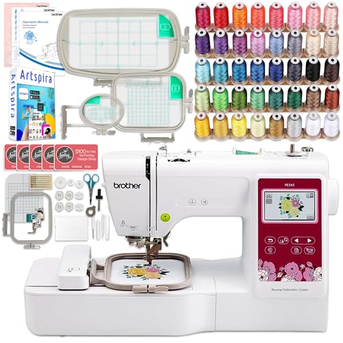 Brother PE545 Embroidery Machine with with 4 Embroidery Hoops, Accessories & 40 Spools of Polyester...