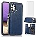 Asuwish Compatible with Samsung Galaxy A32 5G 6.5 inch Wallet Case Tempered Glass Screen Protector Card Holder Cover Stand Flip Leather Phone Cases for Glaxay A 32 32A S32 G5 A326U Women Men Blue