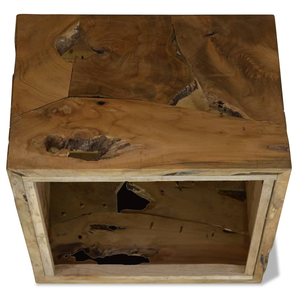 Stolik kawowy 50 x 50 x 35 cm z drewna tekowego, brązowy, kwadratowy stół, lite drewno, stolik pomocniczy, rustykalny stół, ręcznie wykonany, stabilny