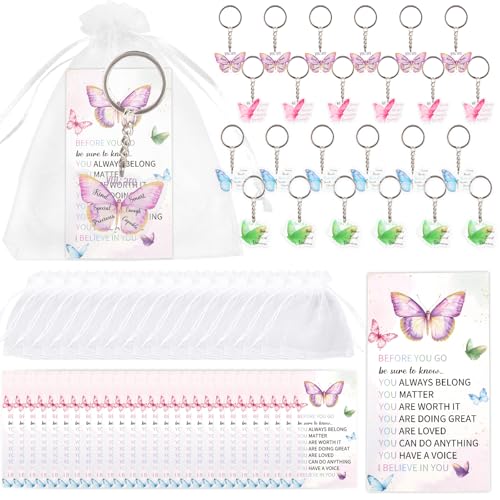 Porte-clés papillon inspirants en lot de 72 pour vos cadeaux de remerciement