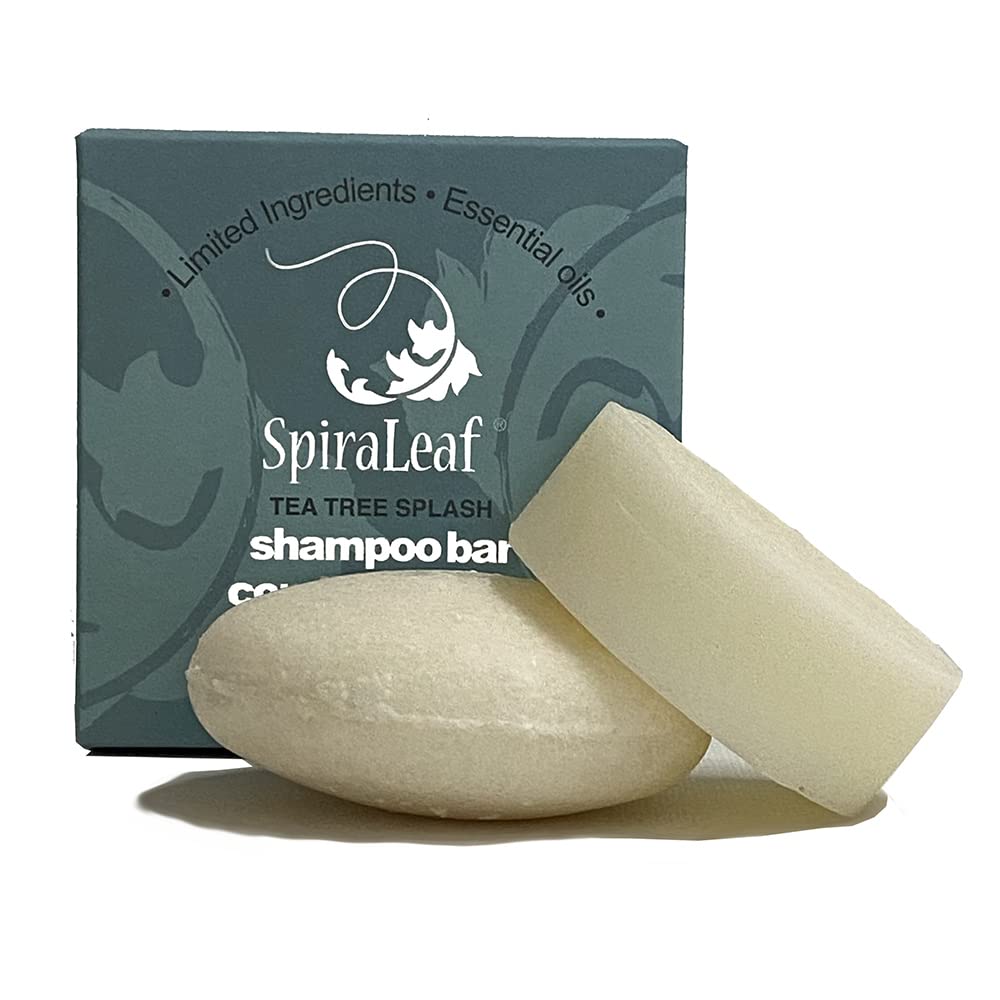 SpiraleafTea Tree Splash, Shampoo bar and Conditioner bar set, Limited Ingredients; Essential Oils, Made in the USA, FREE from harmful Additives, Fragrances, and Colorings, Concentrated Formula