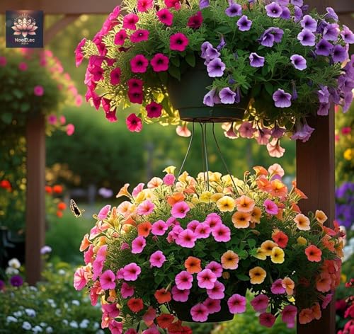 Image of NooElec Seeds India Hybrid Hanging Petunia Flower Seeds - 300 Pcs, Mixed Colors, All-Year Blooms