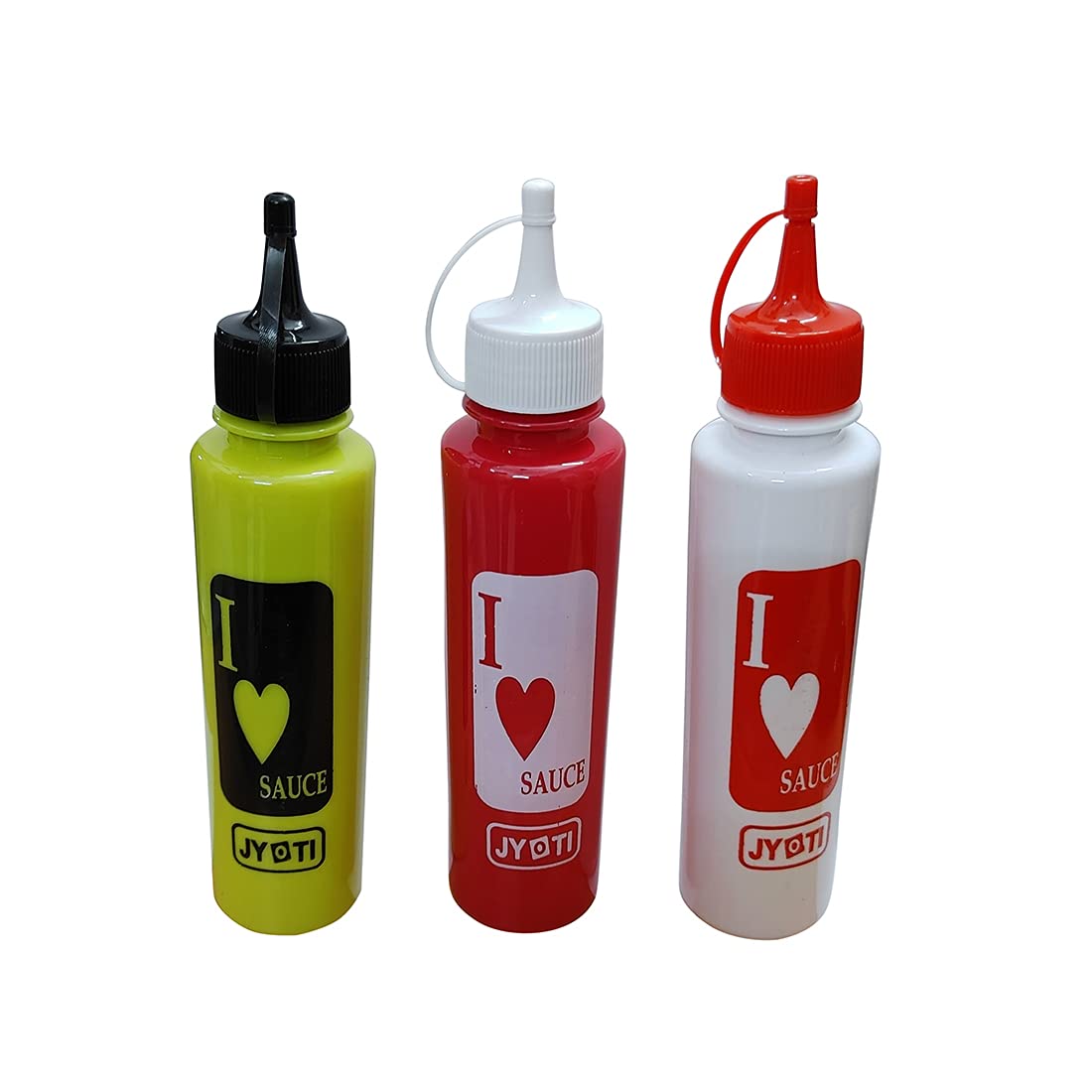 faas Empty Refillable Dispenser for Sauce Oil Ketchup (White,Red,Green