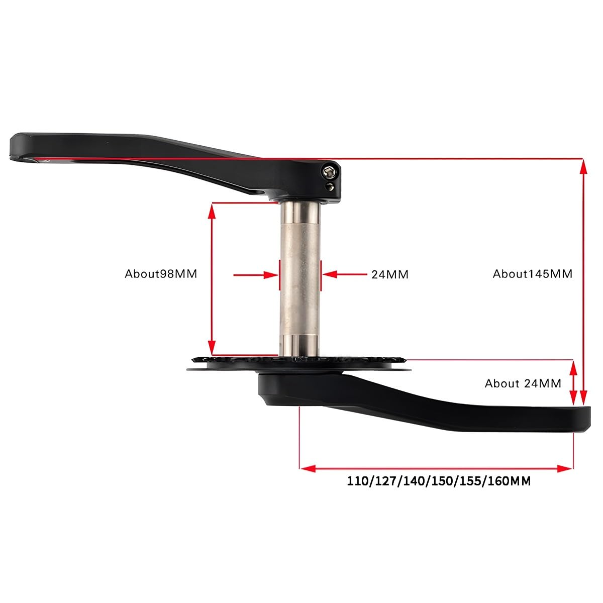 Pedivella Bici Pieghevoli 110/127/140/150/155/160 Mm Braccio Manovella per Bici Ultraleggera Guarnitura Integrata(155mm)