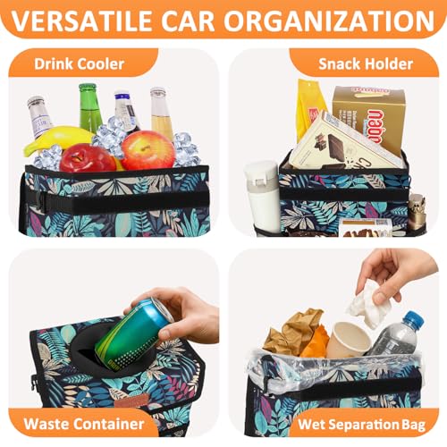 Image of Car Trash Can for Car Cute, Vankor Car Trash Bag Bin Hanging Waterproof Automotive Car Garbage Cans Leak Proof Vehicle Trash Can Colorful Leaves