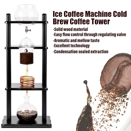Ekspres do kawy Cold Brew – ręcznie robiona szklana wieża z ramą sosnową do użytku domowego lub kawiarni