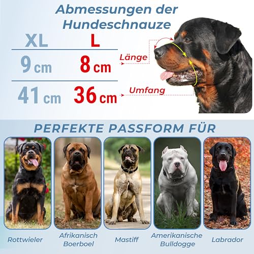 CleverTail L Metall-Maulkorb für große Hunde – Robuster Rottweiler-Maulkorb – Extra großer Maulkorb für bellende und beißende Cane Corsos, Mastiffs, Labradore, Bulldoggen und andere große Rassen