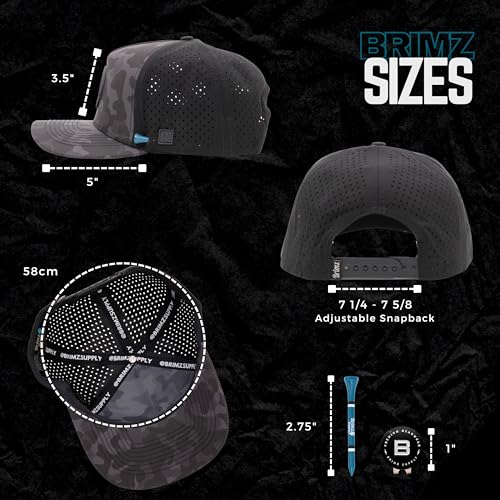 Image of BRIMZ Golf Performance Hat - Tee Holder & Magnetic Ball Marker - Breathable, Sweat & Water Resistant Golfing Snapback Hat