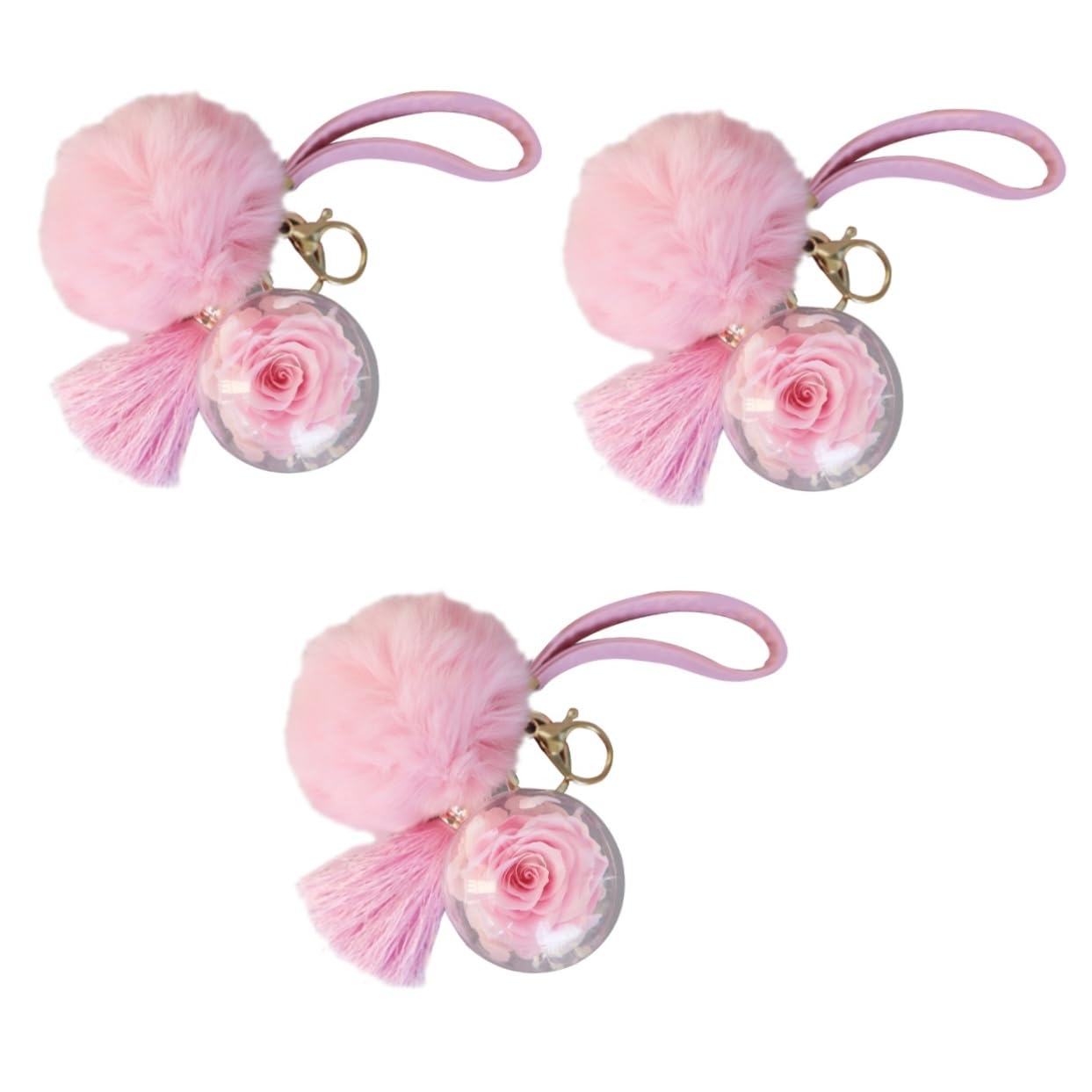 LIFKOME 3 Uds Pulseras De Brazalete Para Mujer Llavero Con Pompón De Mujer Llavero Decorativo Con Pompón De Rosas De Coche s De Rosa Bolsa
