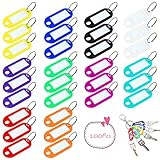 llaveros plasticos adix 【PEQUEÑO Y COLORIDO】: Nuestras etiquetas de plástico para llaves con 10 colores para satisfacer sus necesidades: blanco, morado, negro, azul, rojo, naranja, amarillo, verde, fucsia, zafiro. Tamaño: 5x2,2 cm. Los clips de anilla para llaves son de color plateado. Tamaño: 7x3,2 cm.