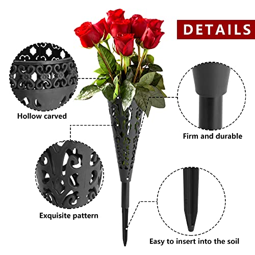 6 pcs Grave Vase,Memorial Floral Vase, Cemetery Grave Cone Flower Holder, Cemetary Vase with Spike for Grave Decorations,Grave Lawn Memorial(Cone, 6) image 3