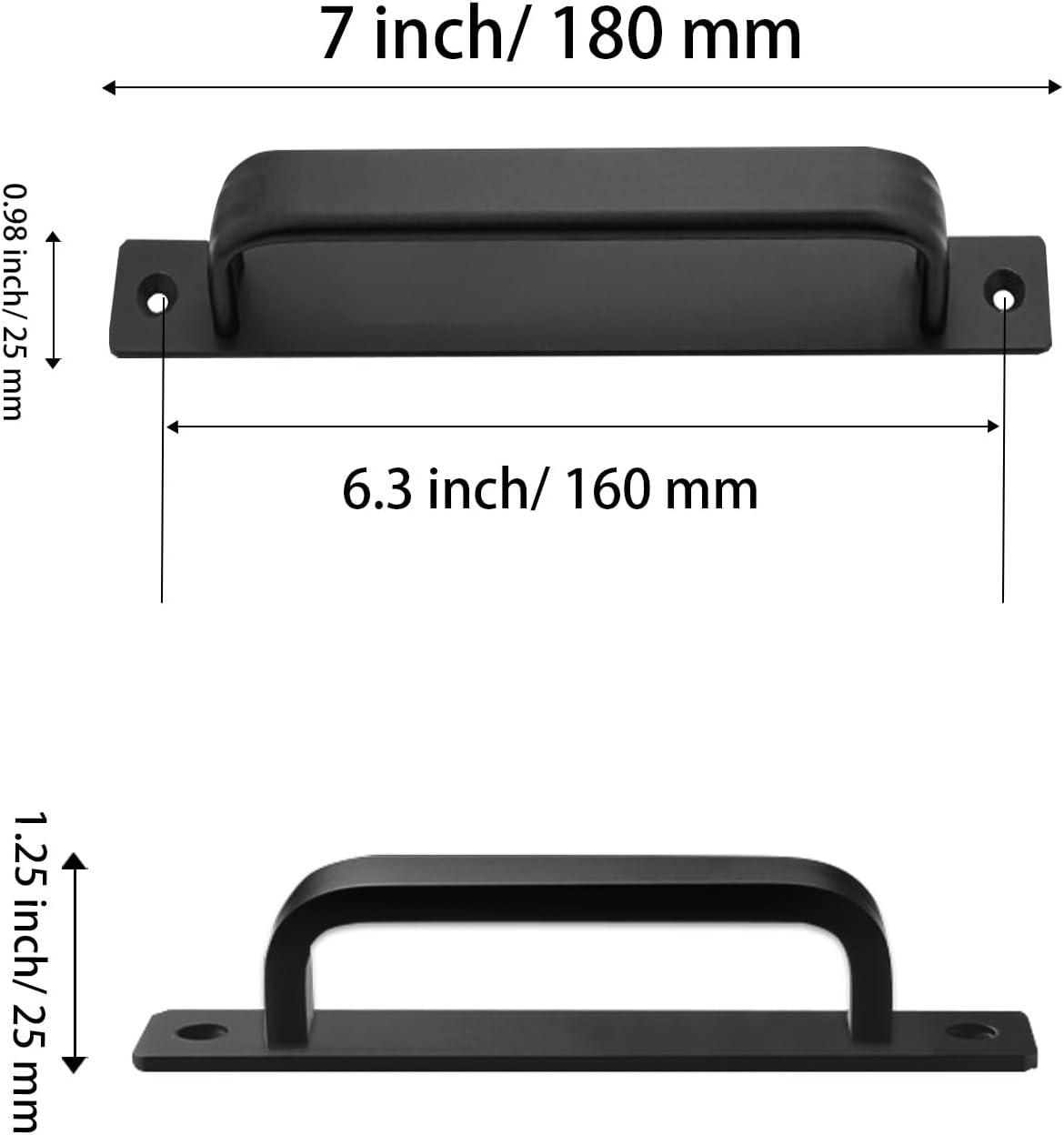 4PCS Sliding Barn Door Handle with Base, Aluminium Alloy 7 inch Gate Handle, Modern Cabinet Pull Closet Door Handle for Sliding Barn Door Gate Cabinet Closet Drawer Kitchen Bathroom, Black