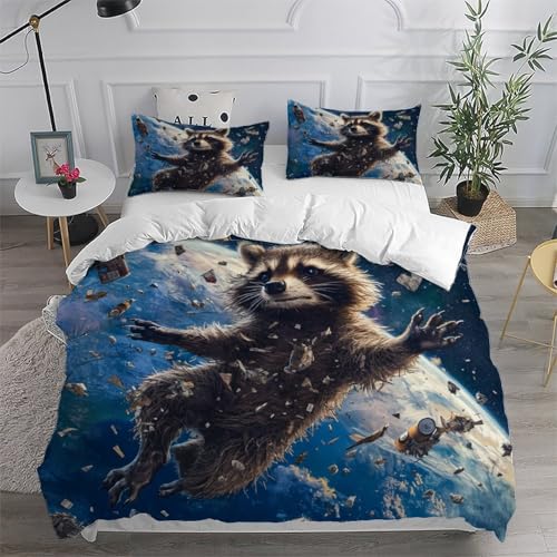Housse de couette panda 200x200cm pour lit double avec ses deux taies d'oreiller