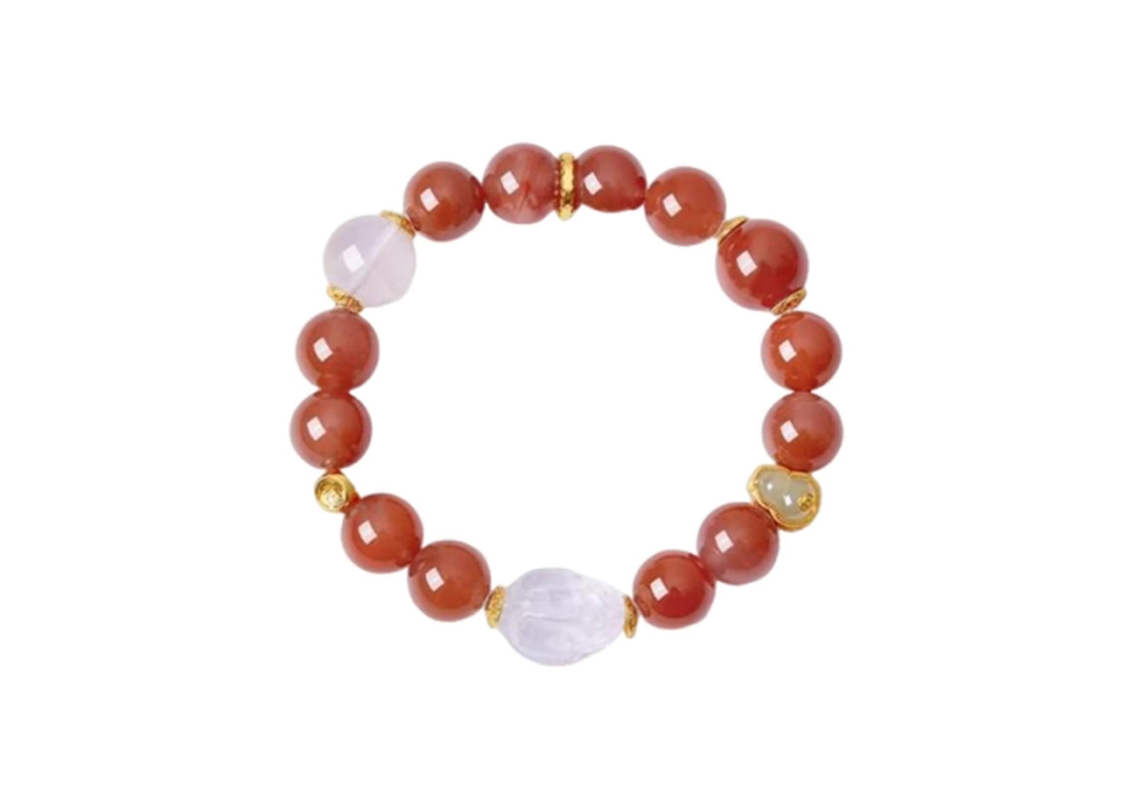 Zartes Armband, Armbänder Damen Elegant mit 11-12mm Achat und Kristall Gelbgold Mama Geschenk