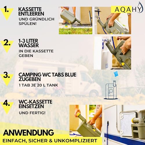 AQAHY Camping Toiletten Zusatz - Tabs blue extra stark – Nadelwald WC Drops - Chemietoilette Tabs entfernt unangenehme Gerüche - made in DE 6
