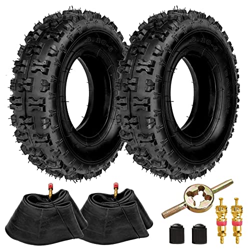 FVRITO 4.10-6 4.10/3.50-6 Tire and Inner Tube with TR87 Bent Valve Stem for Lawn Mower Snow Blower...