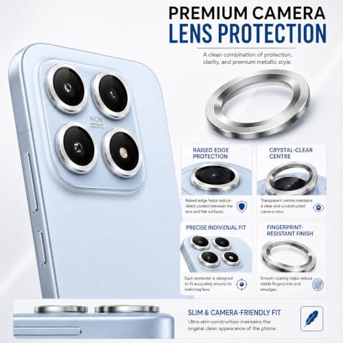 Image of ArmourPro Camera Lens Protector for Xiaomi 17 Tough HD Individual Aluminum Alloy Rings 9H Camera Cover, Scratch-Resistant,Camera Lens Protection| Silver, 1 Pack