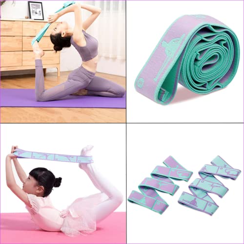 Foto von Yoga Gurt Mit 2er Pack 8 Schlaufen Resistance Bands - Für Effektives Stretching und Training, Fitnessband, Dehnungsband und Gymnastikband in Einem - Ideal für Enthusiasten und Sportler