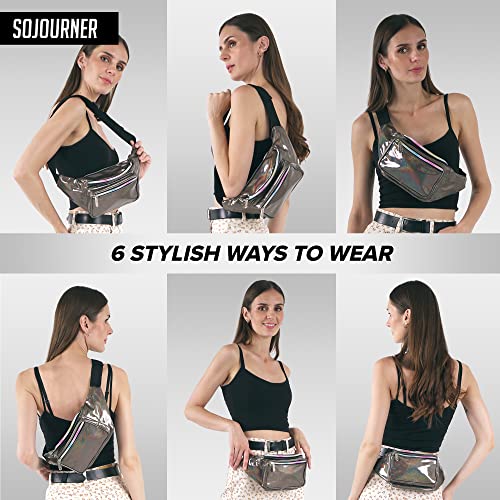 Holographic Fanny Pack Belt Bag | Waterproof Fanny Pack For Women - Crossbody Bag Bum Bag Waist Bag Waist Pack - For Halloween Costumes, Rave Fanny Pack For Hiking, Running (Copper Glitter) #TOP4